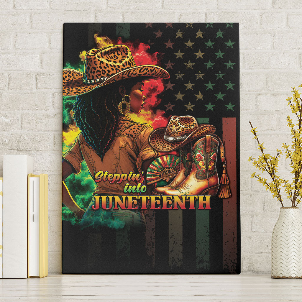 Steppin' into Juneteenth 1865 Canvas Wall Art Melanin Cowgirl Grunge Style