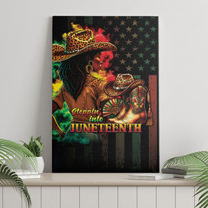 Steppin' into Juneteenth 1865 Canvas Wall Art Melanin Cowgirl Grunge Style