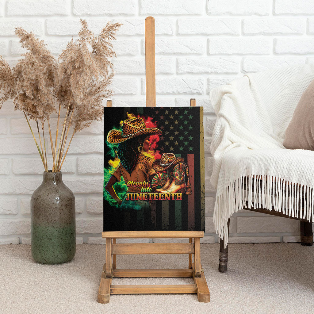Steppin' into Juneteenth 1865 Canvas Wall Art Melanin Cowgirl Grunge Style