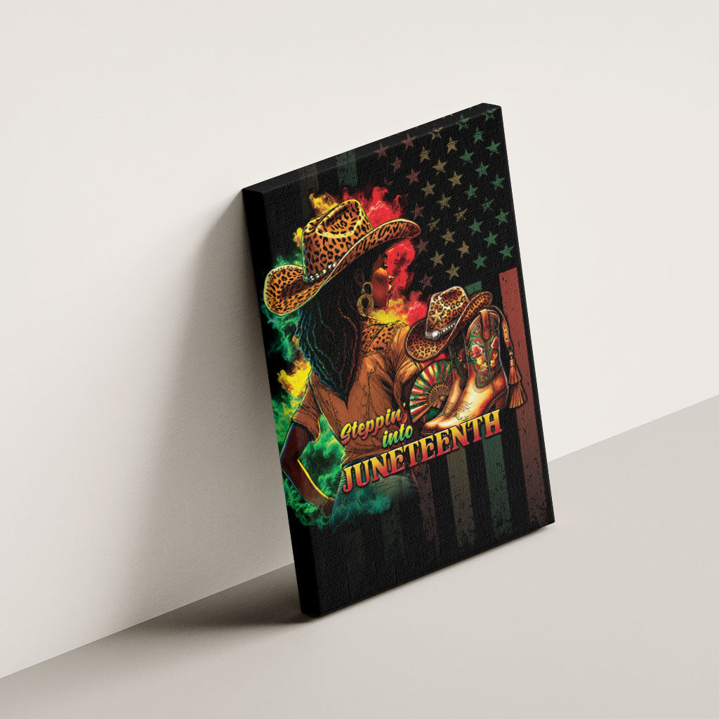 Steppin' into Juneteenth 1865 Canvas Wall Art Melanin Cowgirl Grunge Style