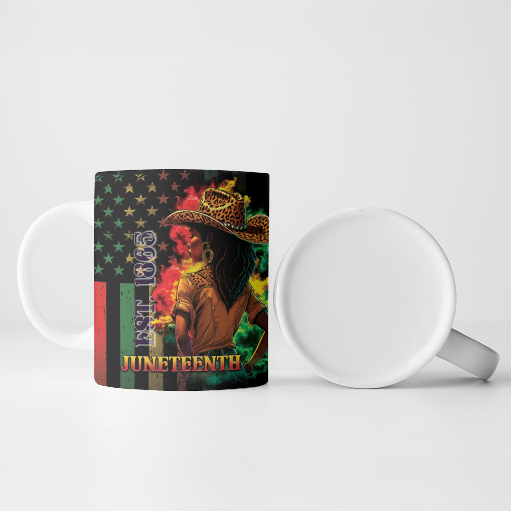 Steppin' into Juneteenth 1865 Ceramic Mug Melanin Cowgirl Grunge Style