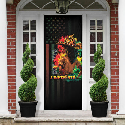 Steppin' into Juneteenth 1865 Door Cover Melanin Cowgirl Grunge Style