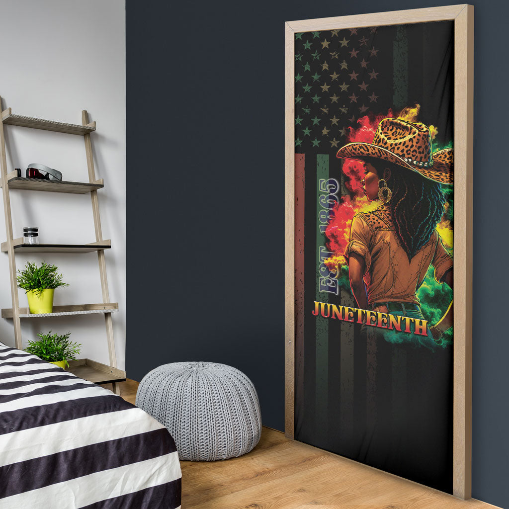 Steppin' into Juneteenth 1865 Door Cover Melanin Cowgirl Grunge Style