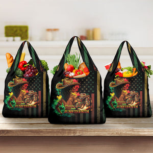 Steppin' into Juneteenth 1865 Grocery Bag Melanin Cowgirl Grunge Style