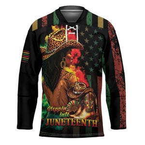 Steppin' into Juneteenth 1865 Hockey Jersey Melanin Cowgirl Grunge Style