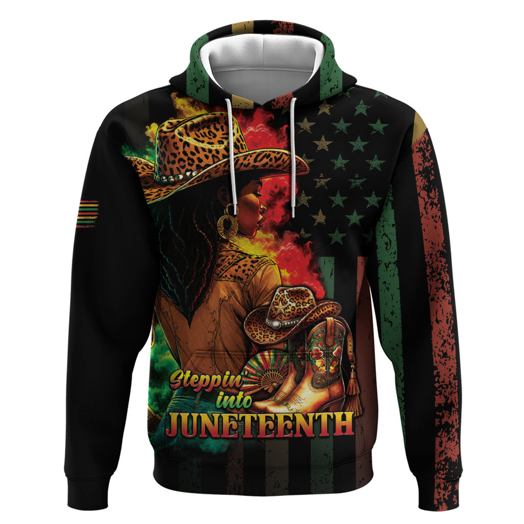 Steppin' into Juneteenth 1865 Hoodie Melanin Cowgirl Grunge Style