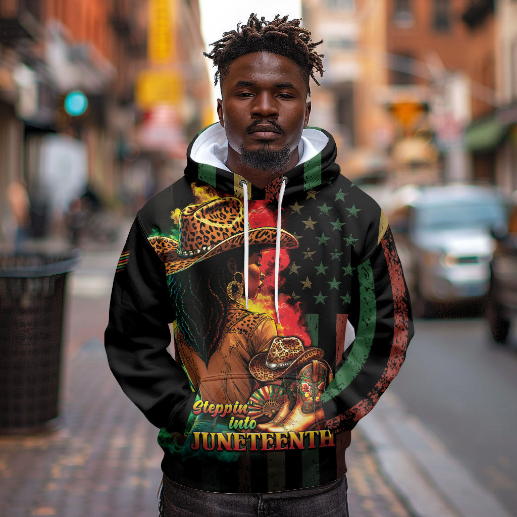 Steppin' into Juneteenth 1865 Hoodie Melanin Cowgirl Grunge Style