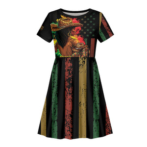Steppin' into Juneteenth 1865 Kid Short Sleeve Dress Melanin Cowgirl Grunge Style