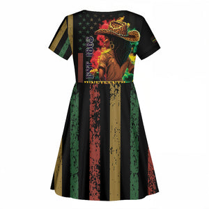 Steppin' into Juneteenth 1865 Kid Short Sleeve Dress Melanin Cowgirl Grunge Style