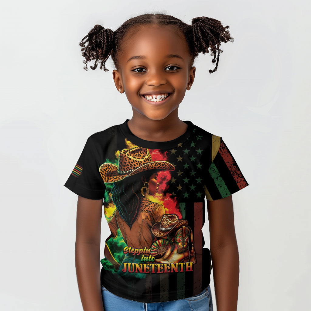 Steppin' into Juneteenth 1865 Kid T shirt Melanin Cowgirl Grunge Style