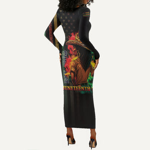 Steppin' into Juneteenth 1865 Long Sleeve Bodycon Dress Melanin Cowgirl Grunge Style