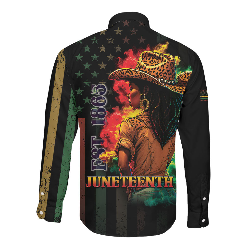 Steppin' into Juneteenth 1865 Long Sleeve Button Shirt Melanin Cowgirl Grunge Style