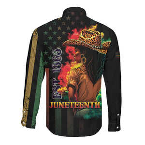 Steppin' into Juneteenth 1865 Long Sleeve Button Shirt Melanin Cowgirl Grunge Style