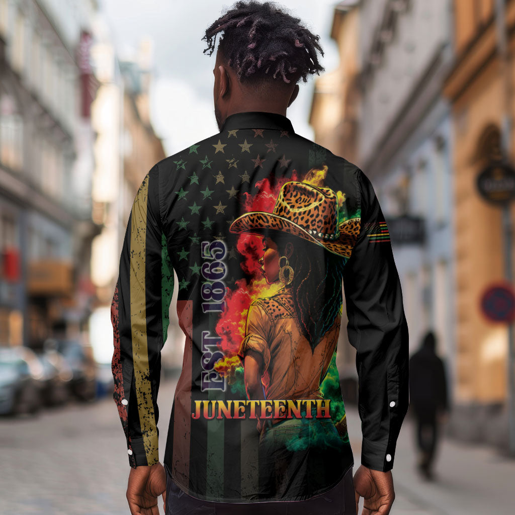 Steppin' into Juneteenth 1865 Long Sleeve Button Shirt Melanin Cowgirl Grunge Style