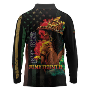 Steppin' into Juneteenth 1865 Long Sleeve Polo Shirt Melanin Cowgirl Grunge Style