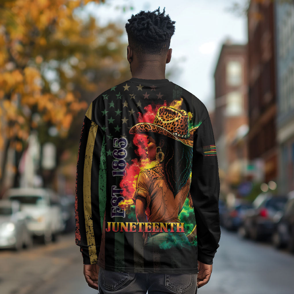 Steppin' into Juneteenth 1865 Long Sleeve Shirt Melanin Cowgirl Grunge Style