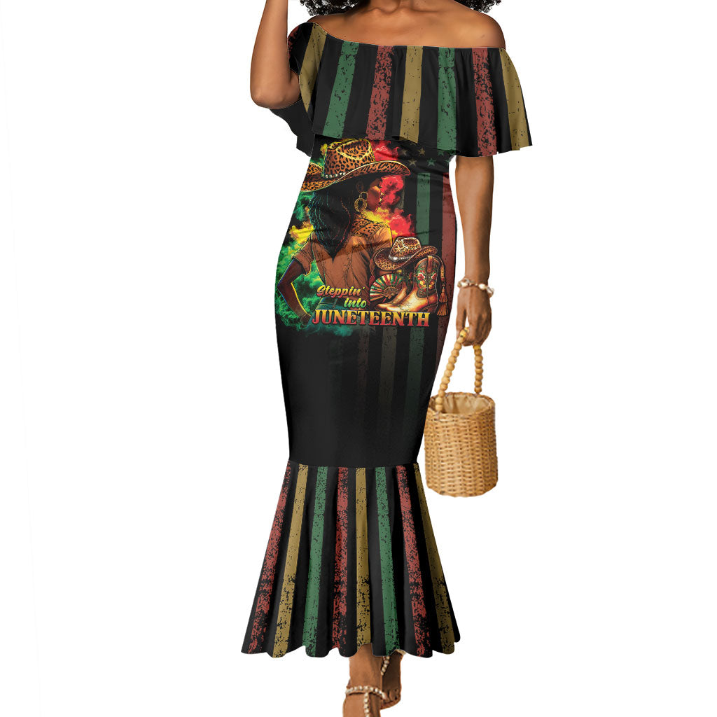 Steppin' into Juneteenth 1865 Mermaid Dress Melanin Cowgirl Grunge Style