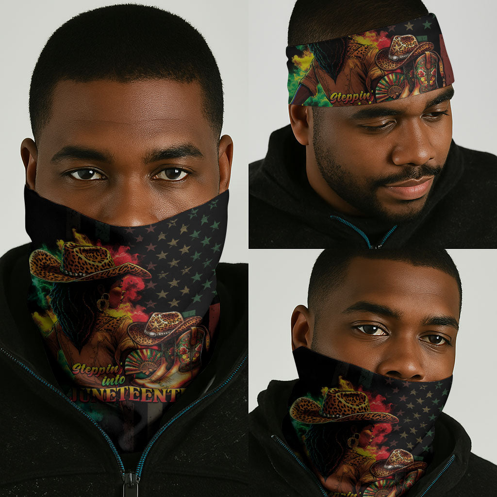 Steppin' into Juneteenth 1865 Neck Gaiter Melanin Cowgirl Grunge Style