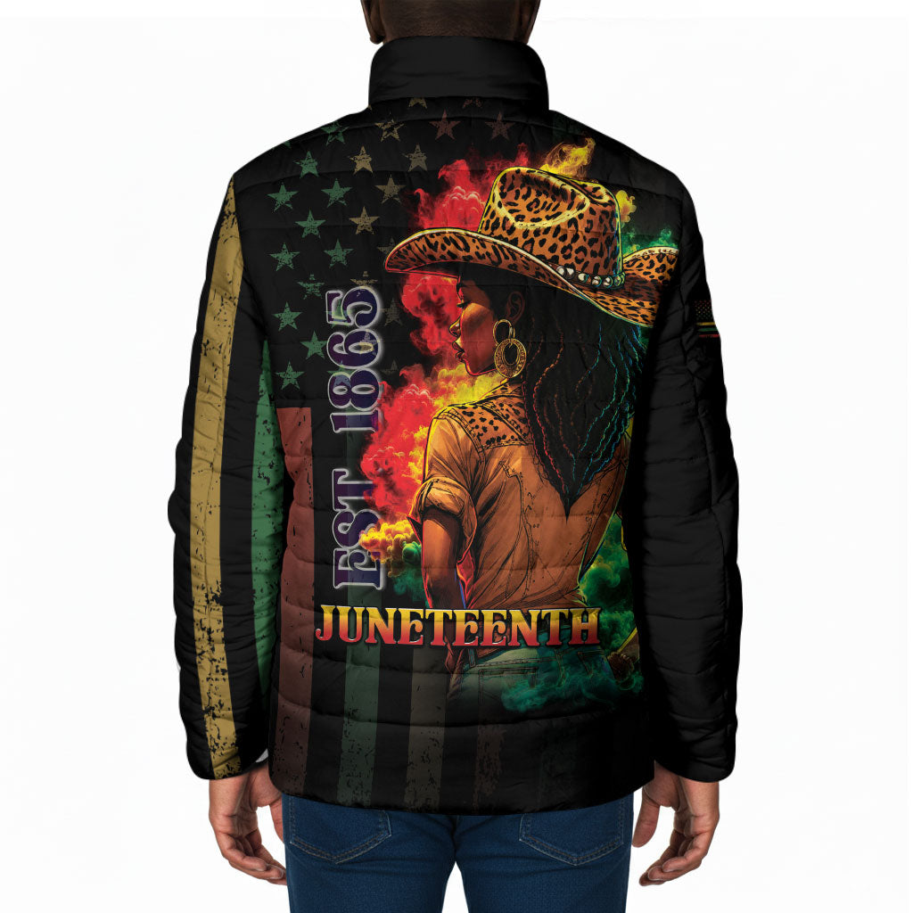 Steppin' into Juneteenth 1865 Padded Jacket Melanin Cowgirl Grunge Style