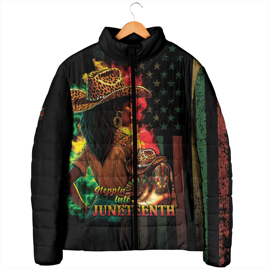 Steppin' into Juneteenth 1865 Padded Jacket Melanin Cowgirl Grunge Style