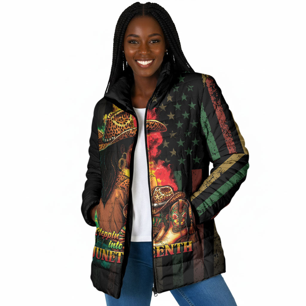 Steppin' into Juneteenth 1865 Padded Jacket Melanin Cowgirl Grunge Style
