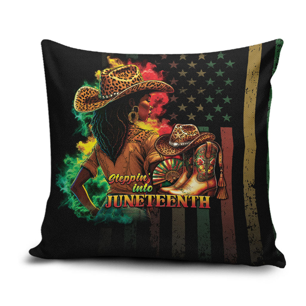 Steppin' into Juneteenth 1865 Pillow Cover Melanin Cowgirl Grunge Style