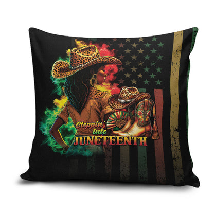 Steppin' into Juneteenth 1865 Pillow Cover Melanin Cowgirl Grunge Style