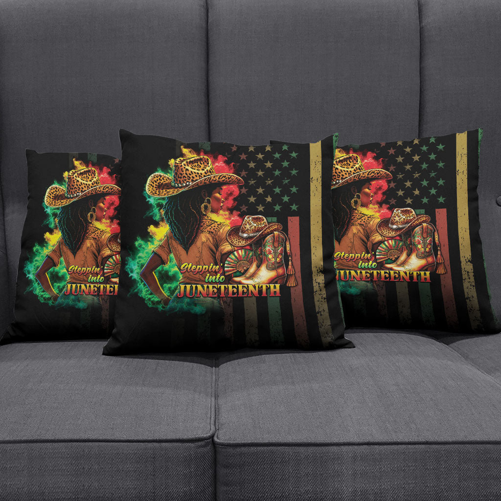 Steppin' into Juneteenth 1865 Pillow Cover Melanin Cowgirl Grunge Style