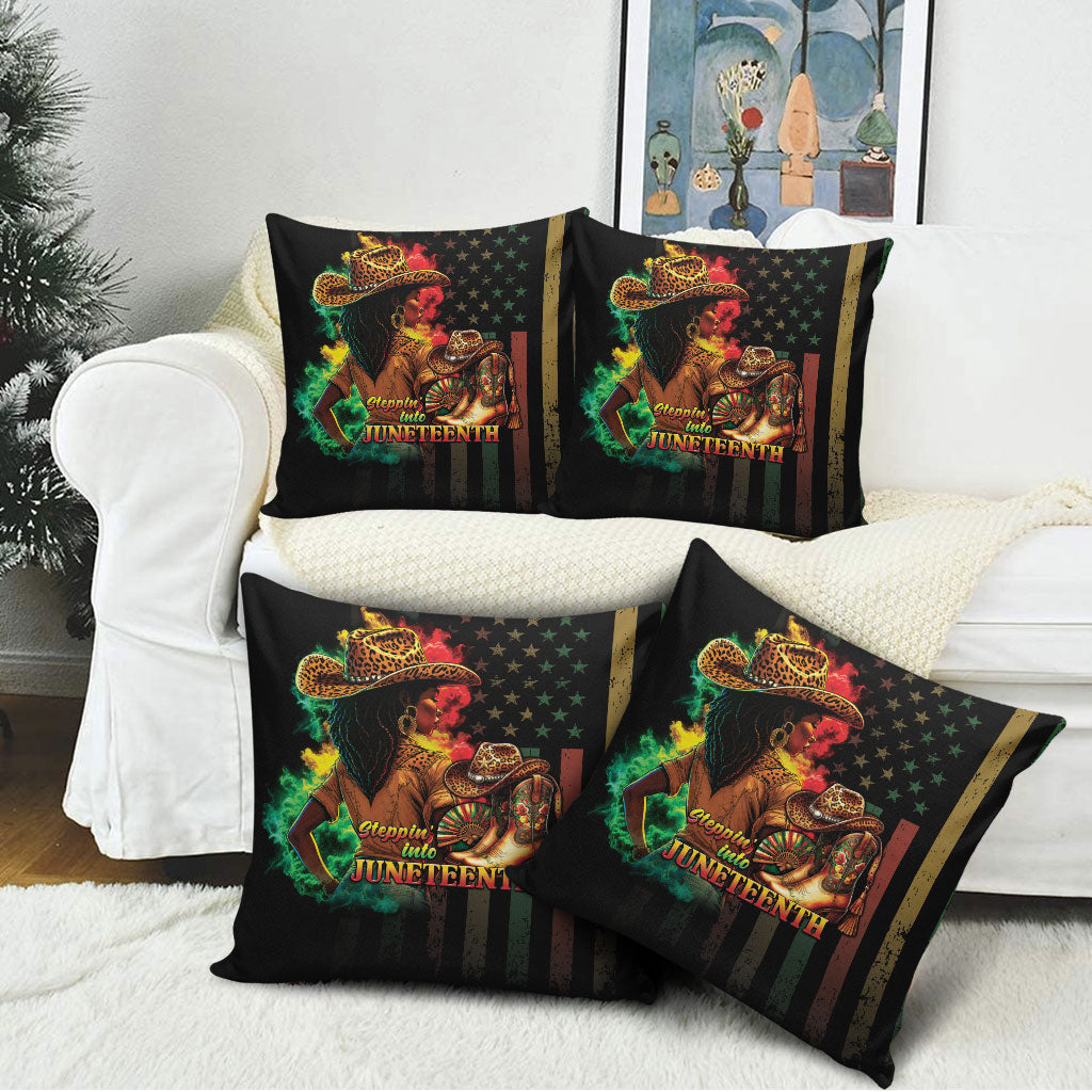 Steppin' into Juneteenth 1865 Pillow Cover Melanin Cowgirl Grunge Style