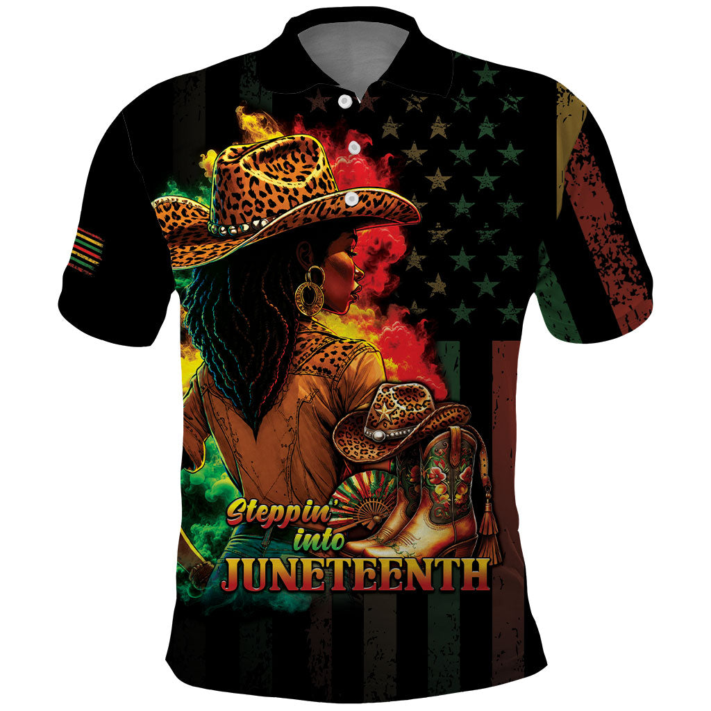 Steppin' into Juneteenth 1865 Polo Shirt Melanin Cowgirl Grunge Style