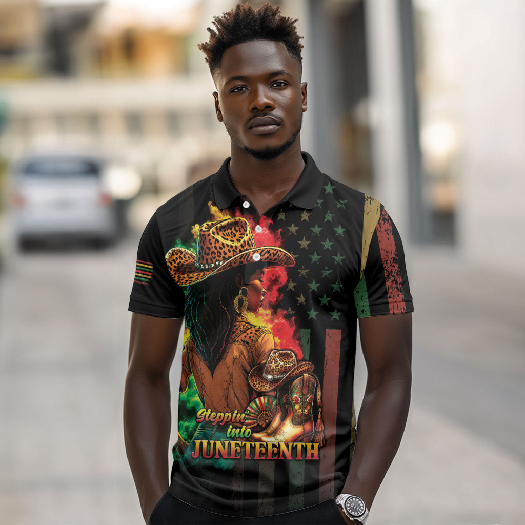 Steppin' into Juneteenth 1865 Polo Shirt Melanin Cowgirl Grunge Style