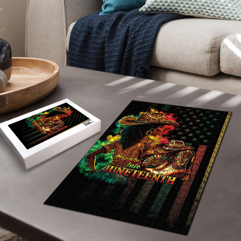 Steppin' into Juneteenth 1865 Puzzle Melanin Cowgirl Grunge Style
