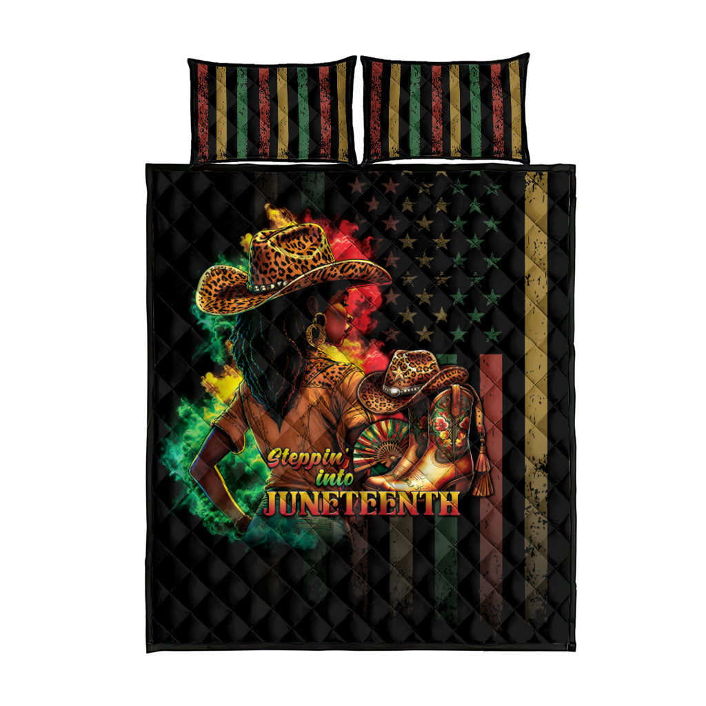 Steppin' into Juneteenth 1865 Quilt Bed Set Melanin Cowgirl Grunge Style
