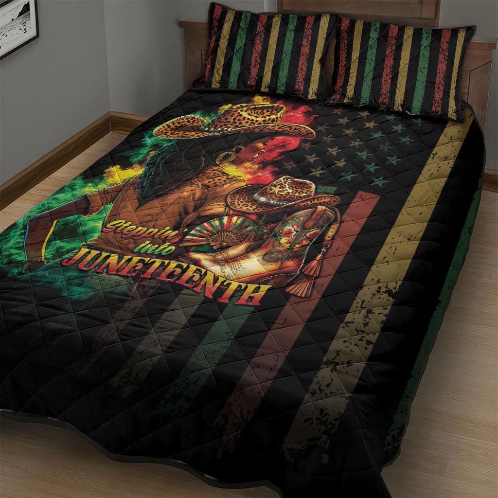 Steppin' into Juneteenth 1865 Quilt Bed Set Melanin Cowgirl Grunge Style