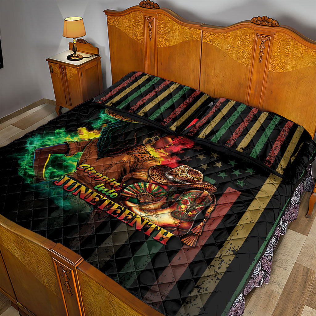 Steppin' into Juneteenth 1865 Quilt Bed Set Melanin Cowgirl Grunge Style