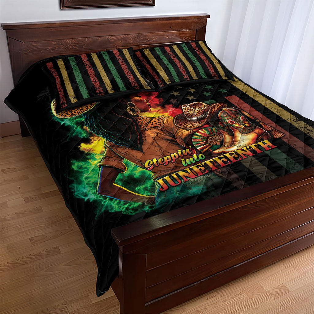 Steppin' into Juneteenth 1865 Quilt Bed Set Melanin Cowgirl Grunge Style