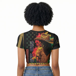 Steppin' into Juneteenth 1865 Raglan Cropped T shirt Melanin Cowgirl Grunge Style