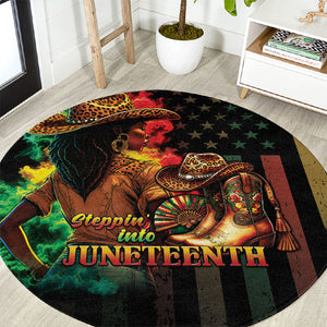 Steppin' into Juneteenth 1865 Round Carpet Melanin Cowgirl Grunge Style