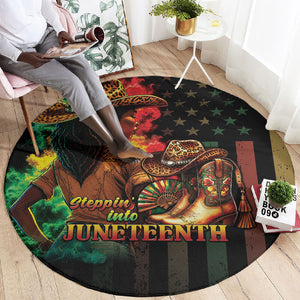Steppin' into Juneteenth 1865 Round Carpet Melanin Cowgirl Grunge Style