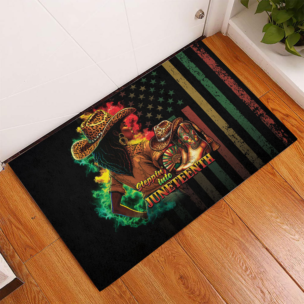 Steppin' into Juneteenth 1865 Rubber Doormat Melanin Cowgirl Grunge Style