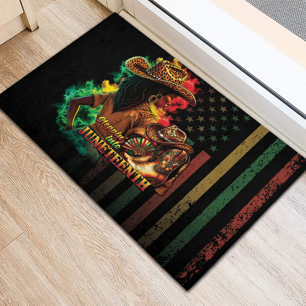 Steppin' into Juneteenth 1865 Rubber Doormat Melanin Cowgirl Grunge Style