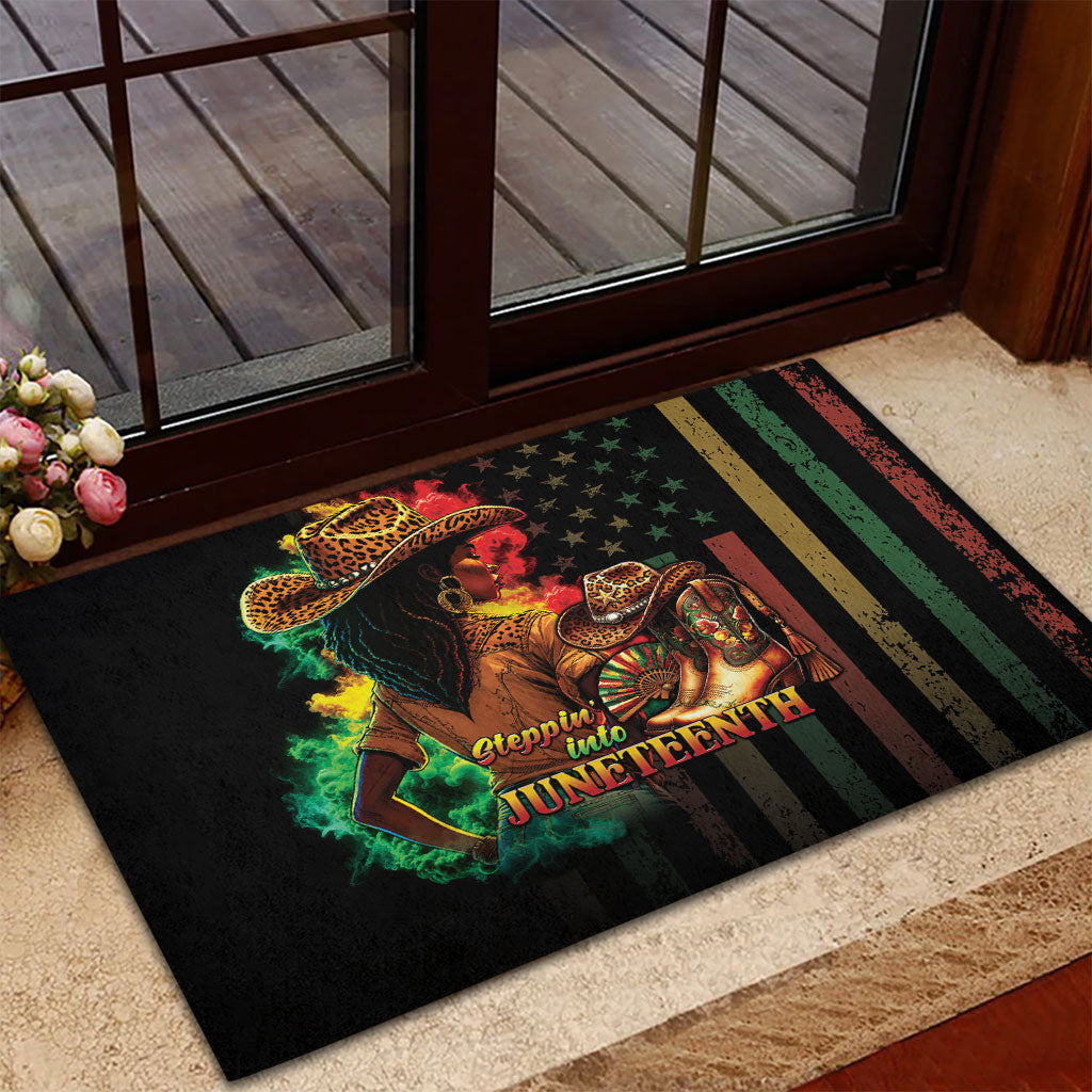 Steppin' into Juneteenth 1865 Rubber Doormat Melanin Cowgirl Grunge Style