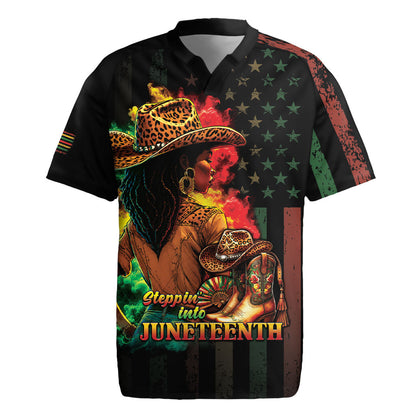 Steppin' into Juneteenth 1865 Rugby Jersey Melanin Cowgirl Grunge Style