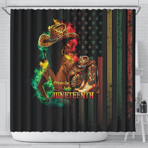 Steppin' into Juneteenth 1865 Shower Curtain Melanin Cowgirl Grunge Style