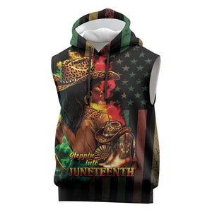 Steppin' into Juneteenth 1865 Sleeveless Hoodie Melanin Cowgirl Grunge Style