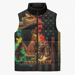 Steppin' into Juneteenth 1865 Sleeveless Puffer Jacket Melanin Cowgirl Grunge Style