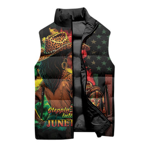 Steppin' into Juneteenth 1865 Sleeveless Puffer Jacket Melanin Cowgirl Grunge Style
