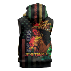 Steppin' into Juneteenth 1865 Sleeveless Zip Hoodie Melanin Cowgirl Grunge Style