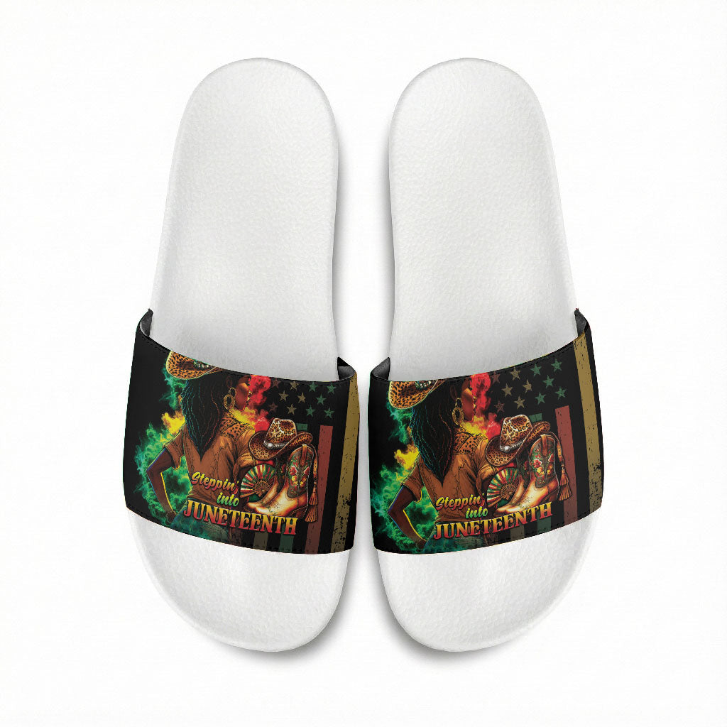 Steppin' into Juneteenth 1865 Slide Sandals Melanin Cowgirl Grunge Style