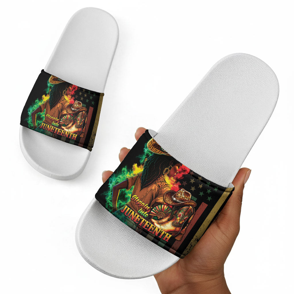 Steppin' into Juneteenth 1865 Slide Sandals Melanin Cowgirl Grunge Style